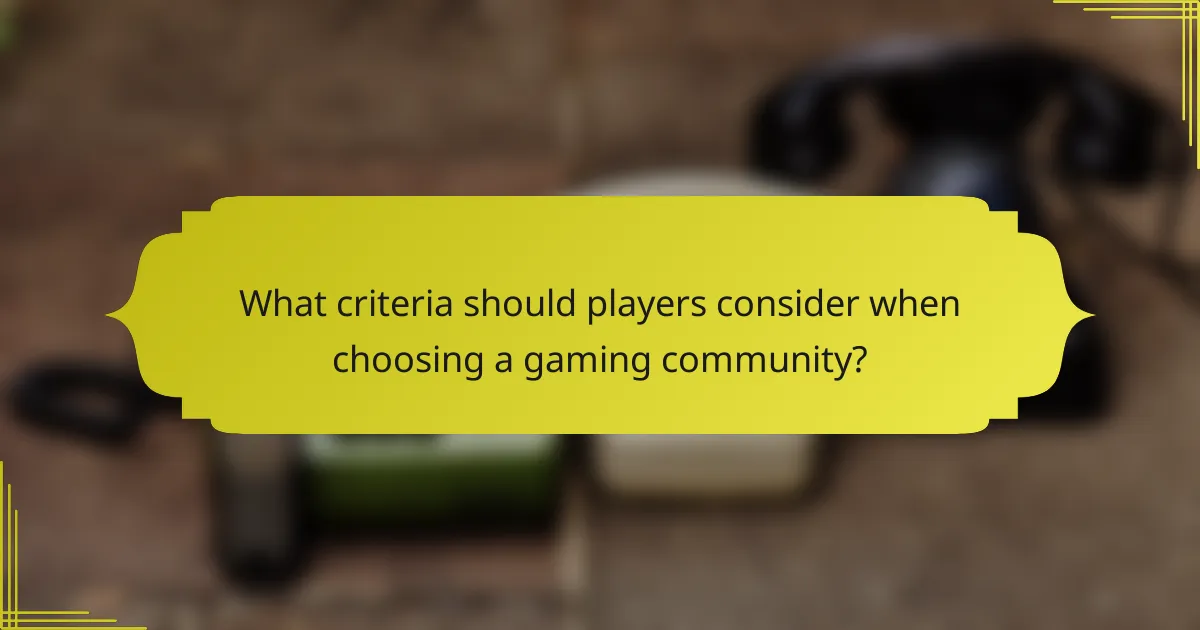 What criteria should players consider when choosing a gaming community?